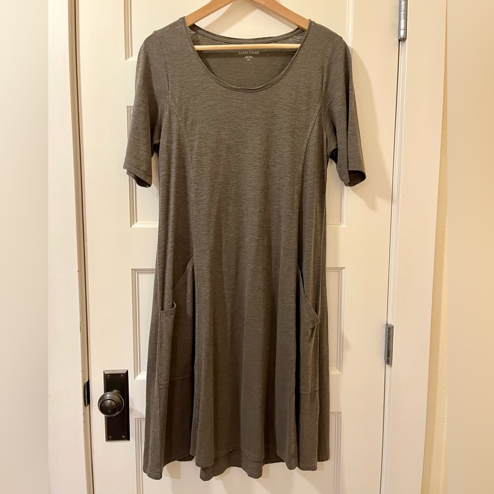 Eileen Fisher • Knee-Length A-Line Dress • Hemp Blend • Size S/P